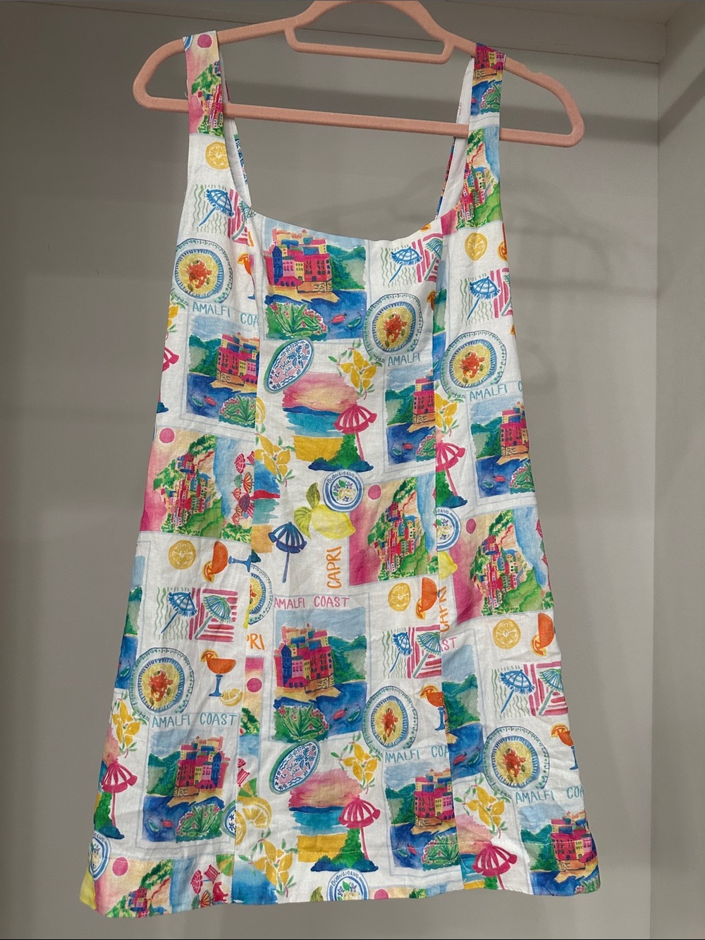 Mumu small Colorful Amalfi Coast Print romper. New
